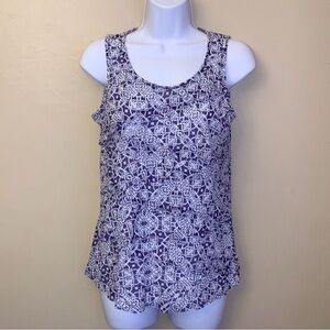 Chico's Blue and White Patterned Tank Top